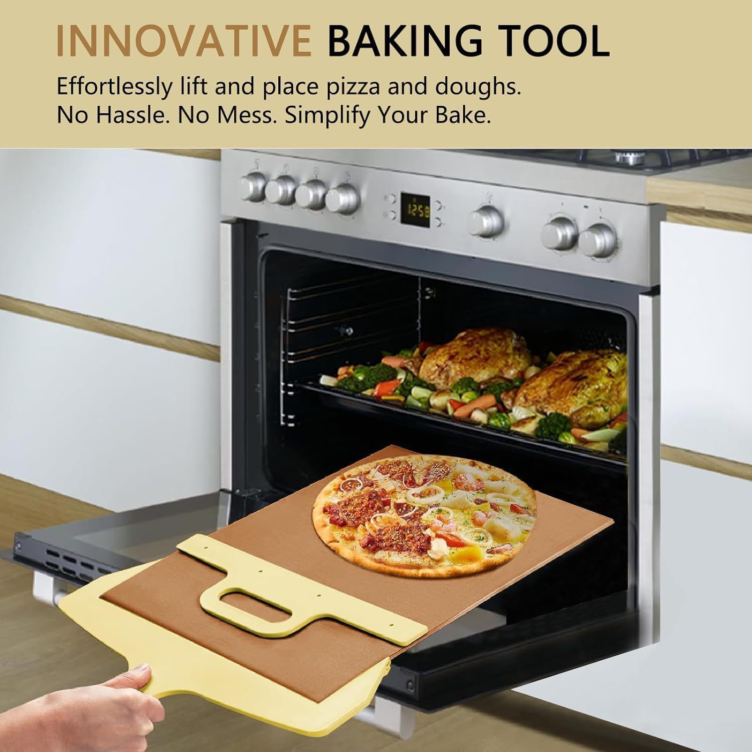 Smart Slider that Transfer Pizza Perfectly,Pizza Peel Slider, Pizza Paddle Slider With Handle & Baking Cloth Non-Stick โ image 4