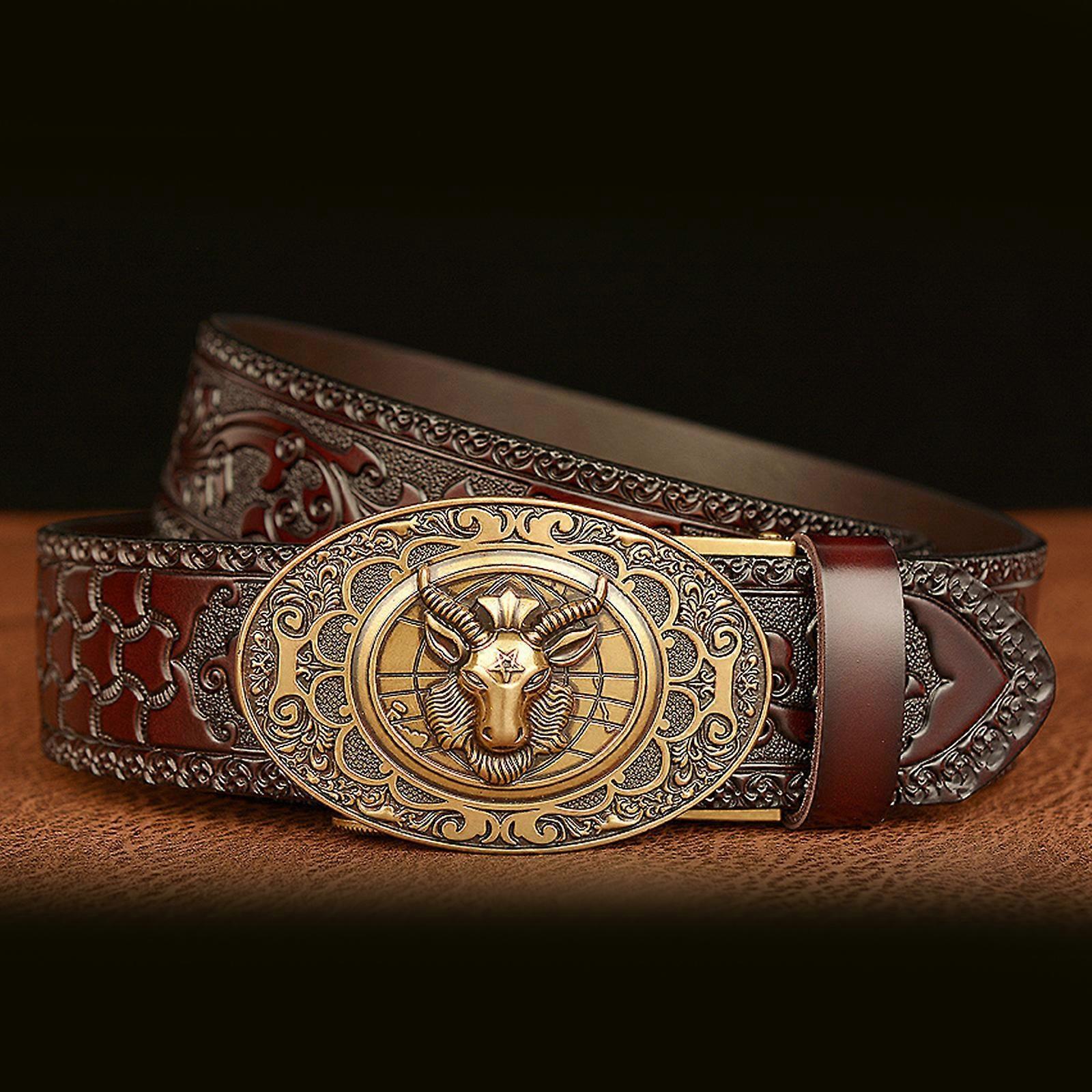 Men's 130cm Fashion Leather Belt with Automatic Buckle, Adjustable Fit โ image 5