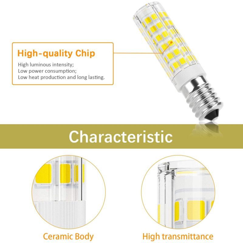 2 Pack E14 LED Hood Bulbs 5W 50W Halogen Equivalent Cool White Non Dimmable, 550lm 6000K — image 3