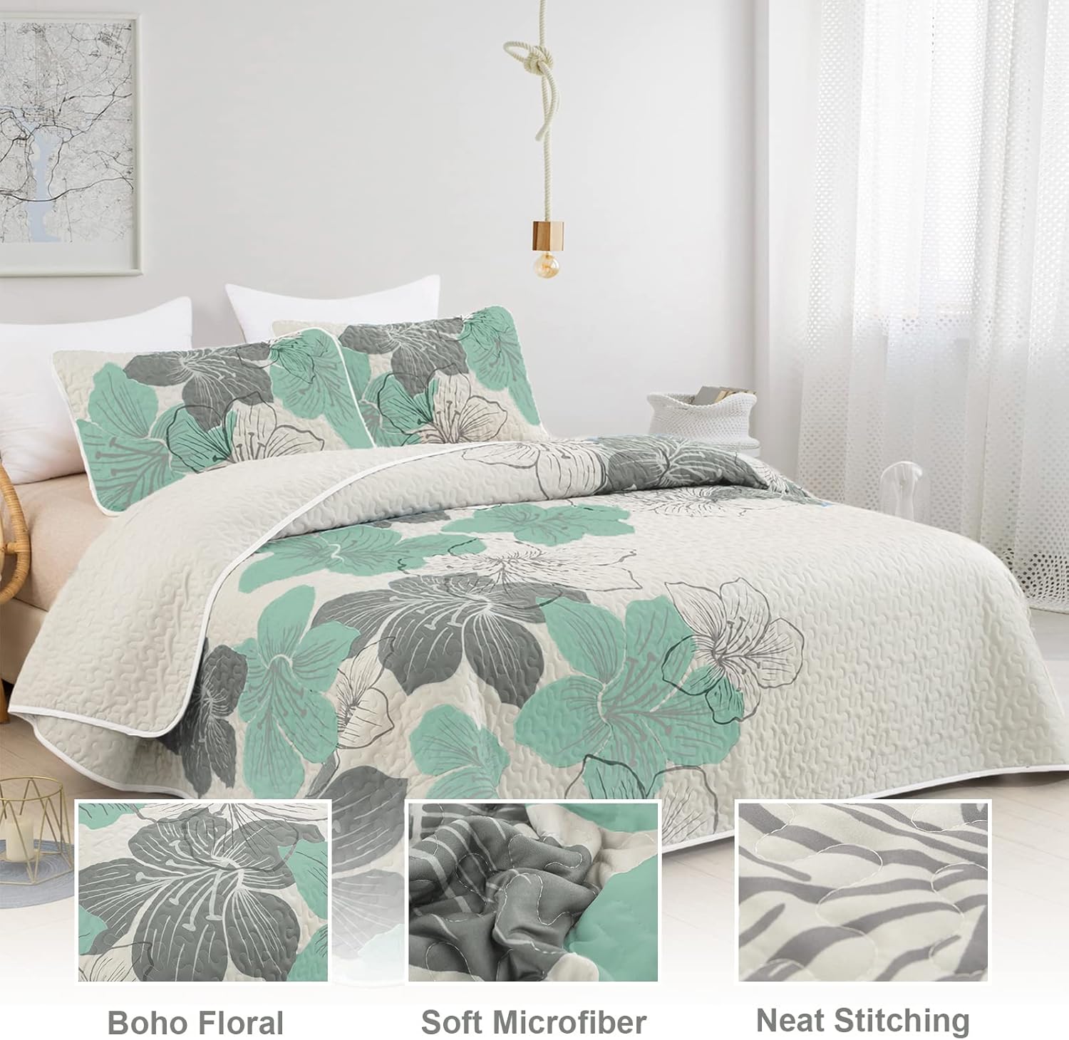 Radiant Quilted Coverlet and Pillowcases Set: Envelop Your Bed in Elegance - Queen size โ image 2