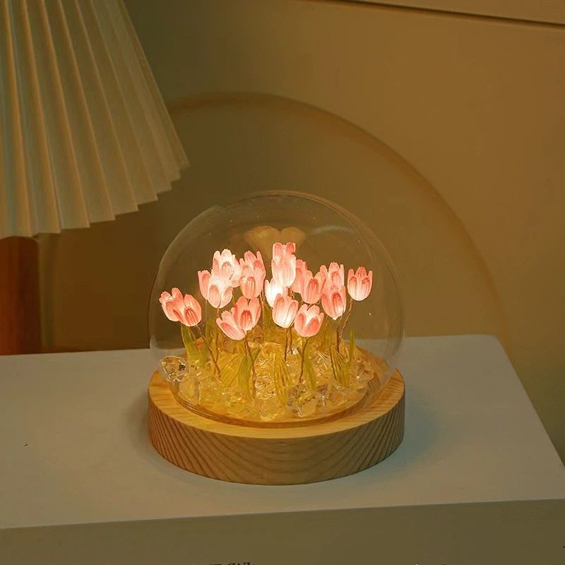 Tulip Night Light Handmade Tulip Decoration Bedroom Sleep Light Atmosphere Simulation Flower Birthday Gift for Friends, Girls, Family (13 Flowers)(10*10*10cm) — image 2
