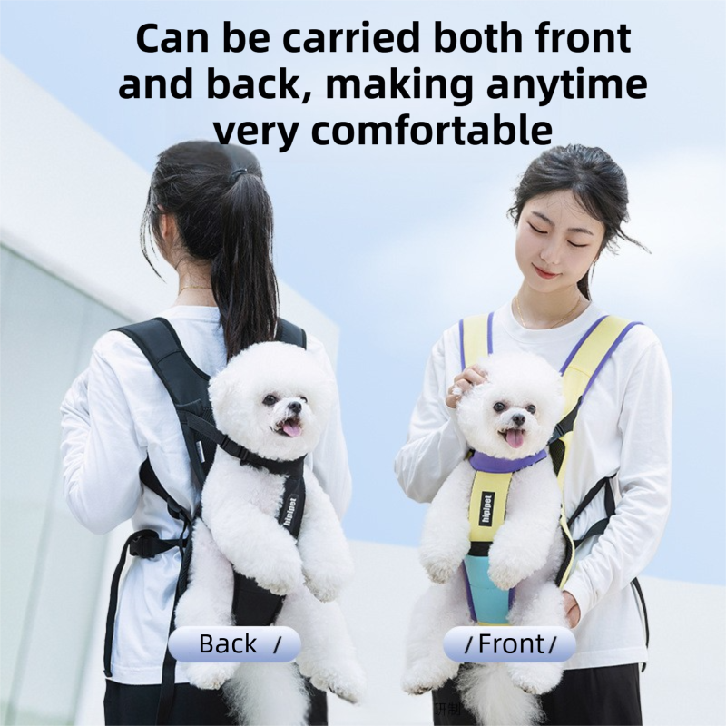 Blue Hands Free Adjustable Dog Carrier Backpack with 3-Point Support, Reserved Tail Opening and Wide Padded Straps - Chest & Back Dual Use, Breathable on Both — image 5