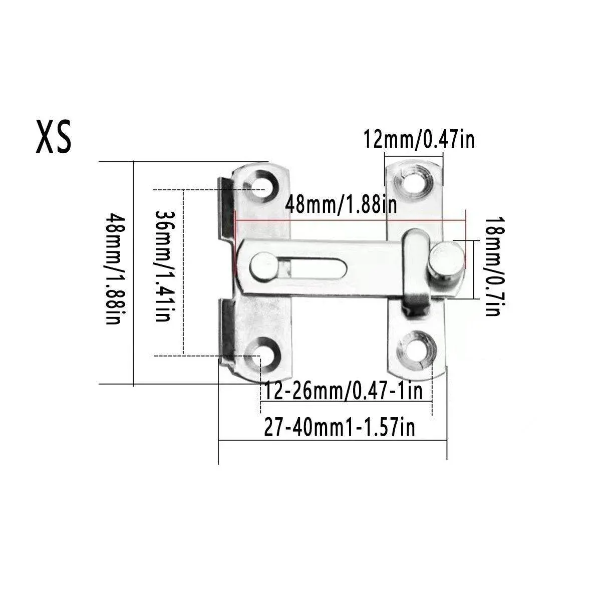 2 Sets 90 Degree Sliding Door Latch Lock Catch Kit for Home Use - Right-Angle-Silver-L — image 5