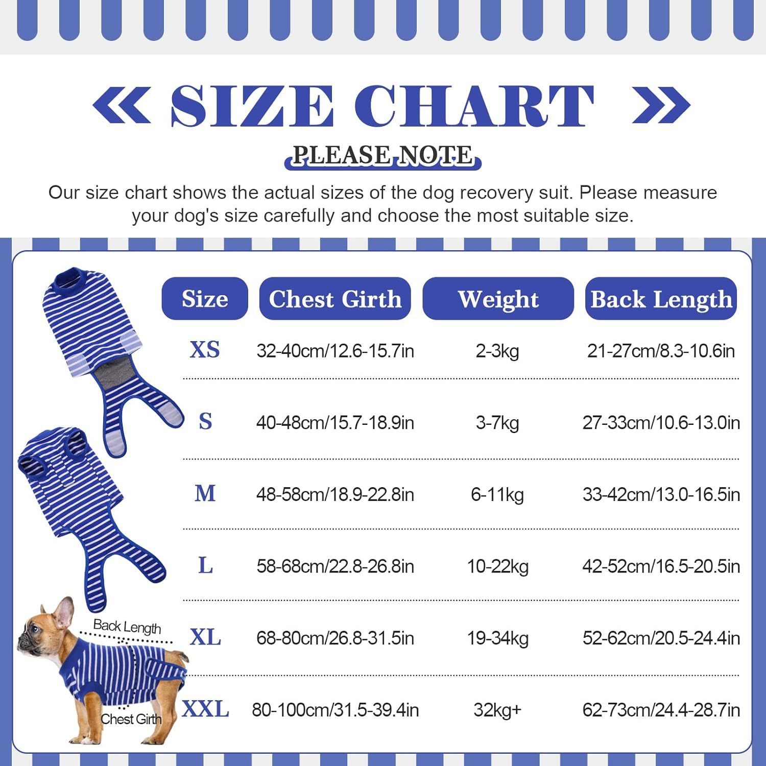 Dog Rehabilitation Surgical Clothing - Male and Female, Adjustable Anti Licking, Breathable and Comfortable, L, blue stripes — image 4