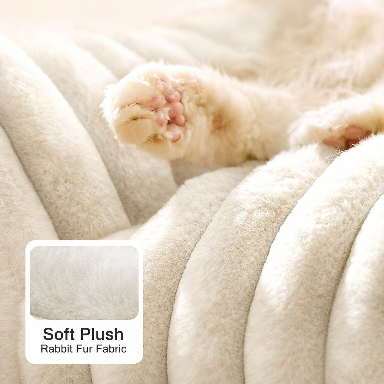 Luxurious Faux Rabbit Fur Plush Pet Sofa Bed with Bolster Sides, Removable Washable Cover and Deep Cushion for Cats and Small Dogs Seeking Ultimate — image 5