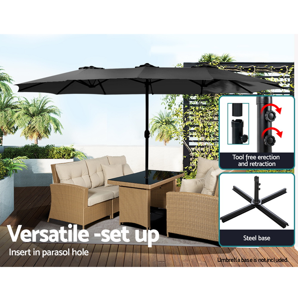 Instahut 4.57m Outdoor Umbrella Beach Pole Garden Tilt Black โ image 5