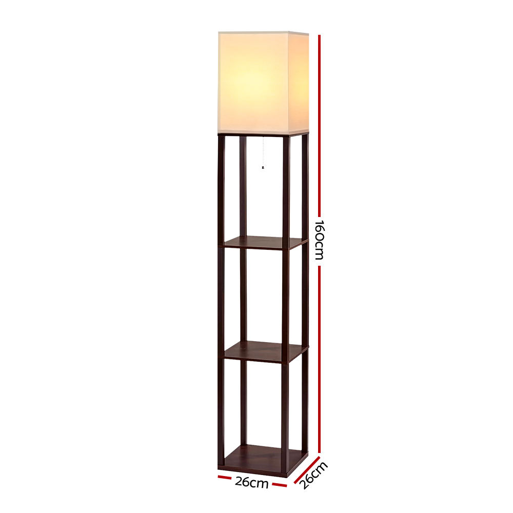 Artiss Floor Lamp 3 Tier Shelf Storage LED Light Stand Home Room Vintage White — image 3