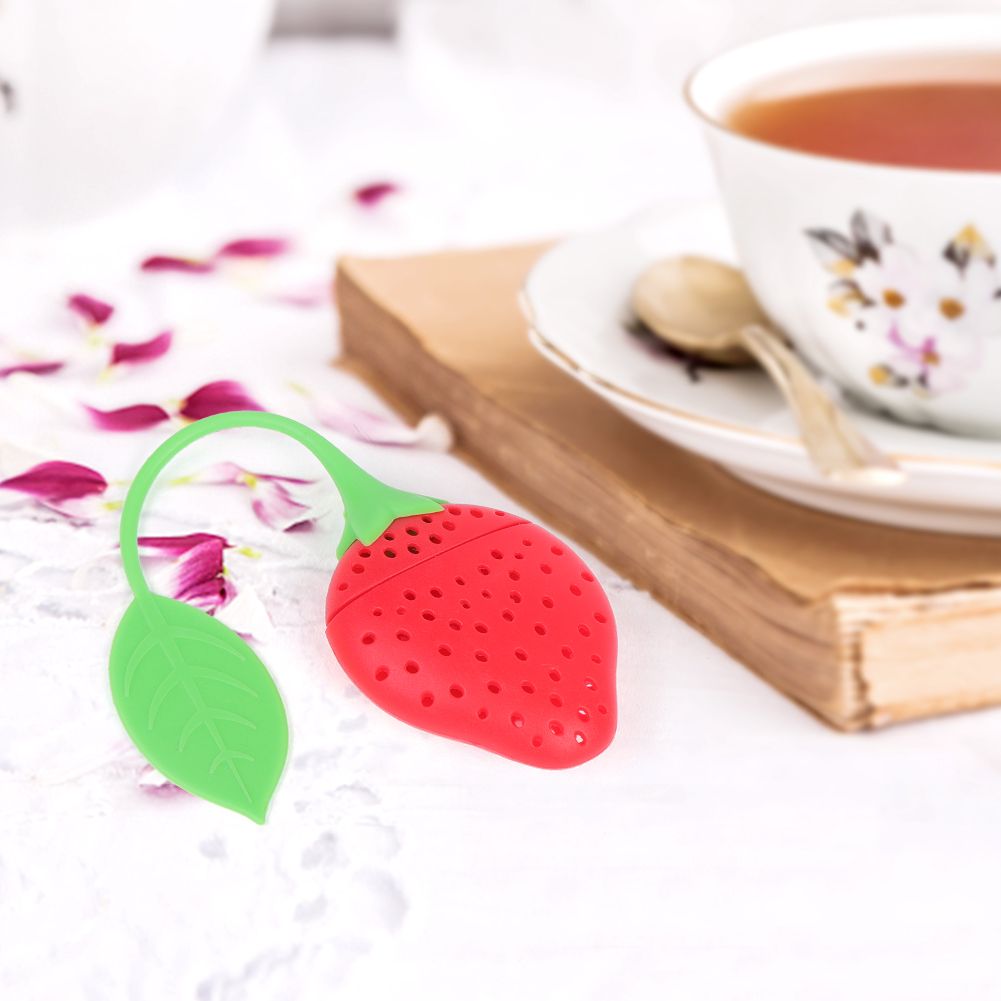 Cute Silicone Tea Infuser Food Grade Strawberry Shape Design Tea Filter Funny Tea Strainer — image 5