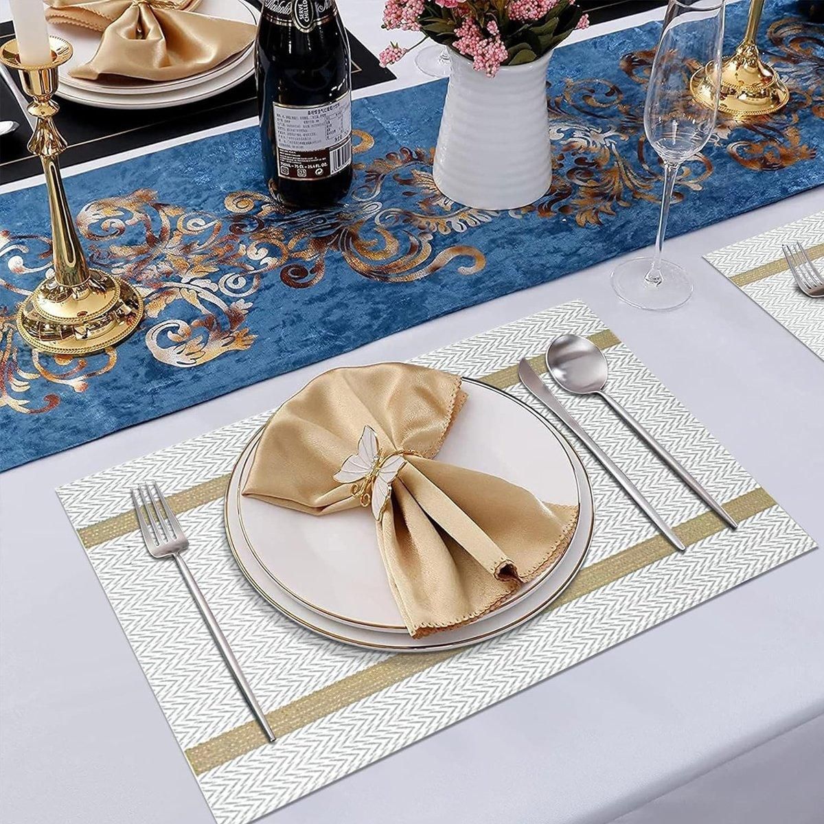 4X Anti-Slip Woven Placemat Waterproof Oil-proof Placemat Heat Resistant PVC Mat - Beige — image 5