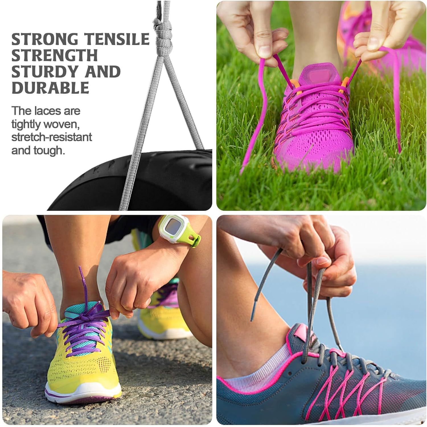 2Pair Oval Shoes laces 42 Colors Hal Round 1/4" Athletic ShoeLaces or Sport/Running Shoes Shoe Strings — image 6