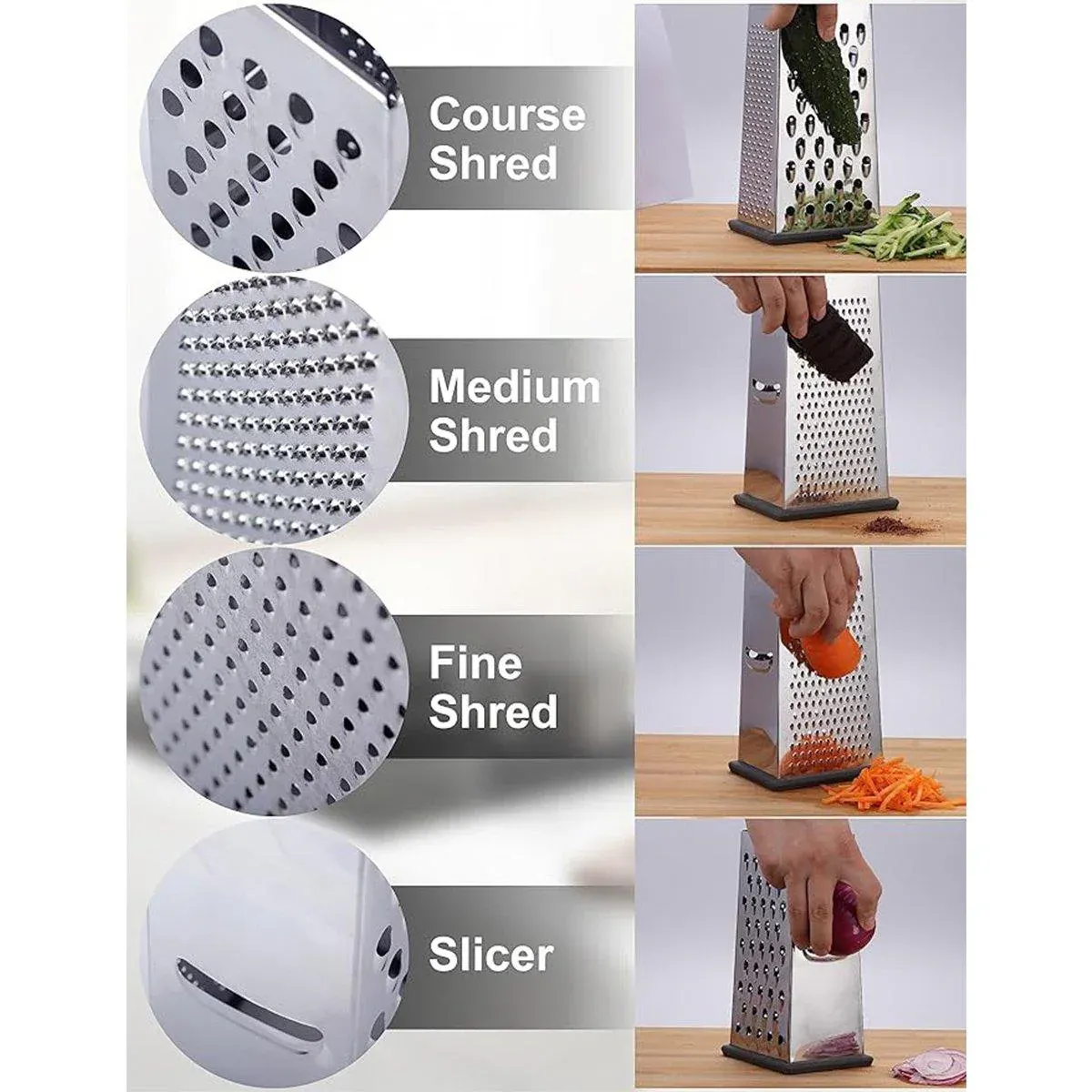 Stainless Steel 4 Sided Kitchen Shredder Multi Purpose Grater Peeler Tool — image 4