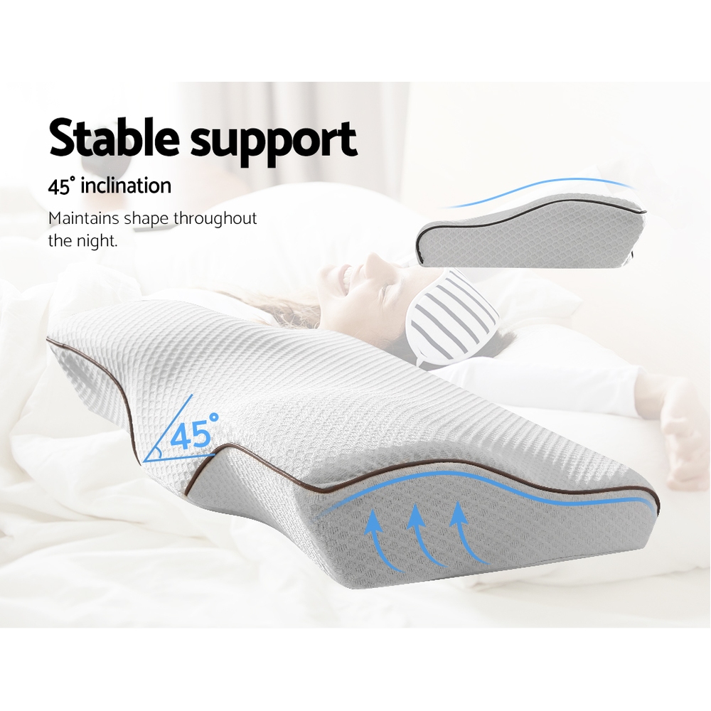 Giselle Memory Foam Pillow Neck Cervical Butterfly Ergonomic Support Grey โ image 5