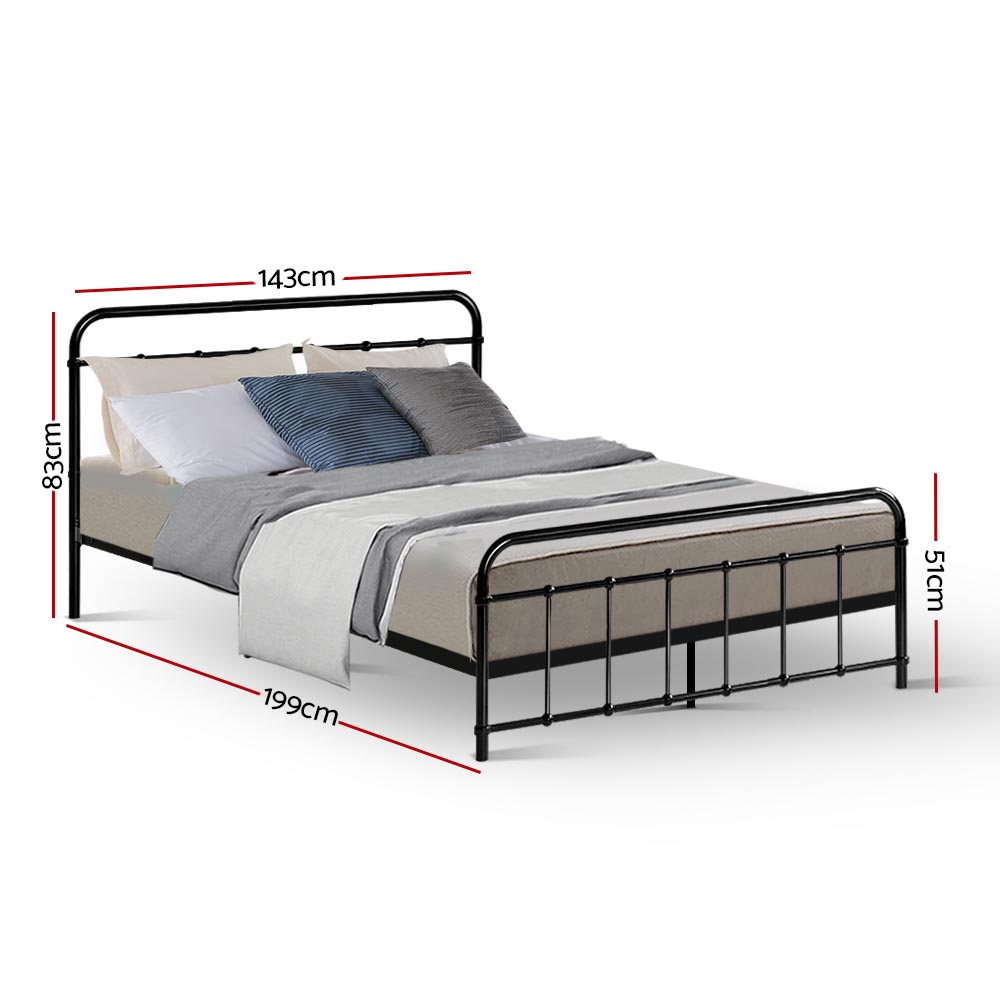 Artiss Bed Frame Metal Bed Frame LEO - Double (Black) β image 2