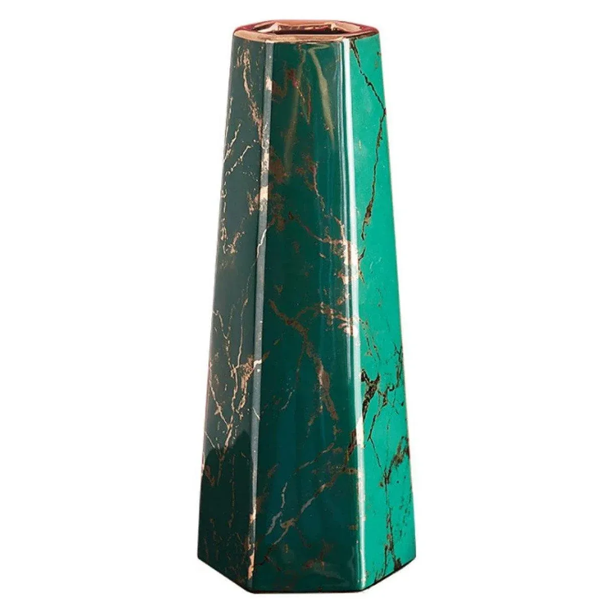 Marbled Ceramic Vase Simple Home Living Room Decor Flower Arrangement Piece — image 2
