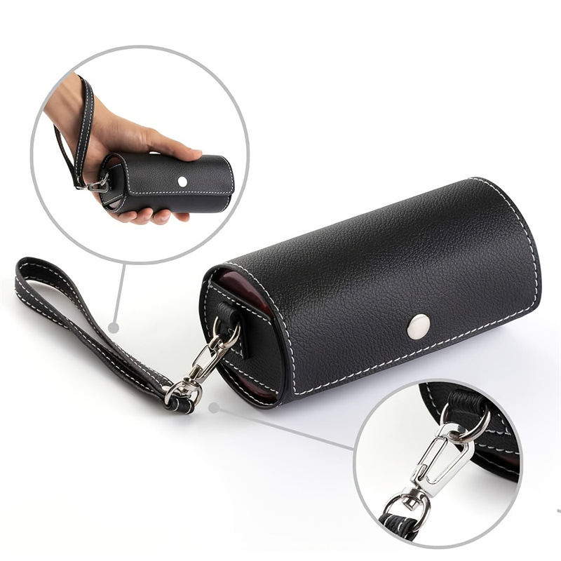 Portable 7-Day Weekly Travel Pill Organizer with Black PU Leather Pouch - 14 Colorful Compartments AM/PM Medication Planner, Dustproof & Light-Shielding — image 3