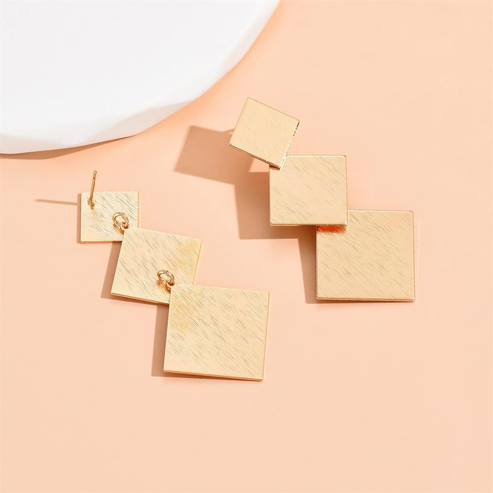 Gold Silver Geometric Dangle Earring for Women Girls Bohemian Dangling Drop Earrings Exaggerated Metal Geometric Earrings — image 2