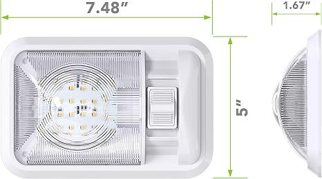 2 Pack 12V RV Ceiling Dome Light, 300LM Natural White Interior Lighting with Switch for Trailer and Camper โ image 2