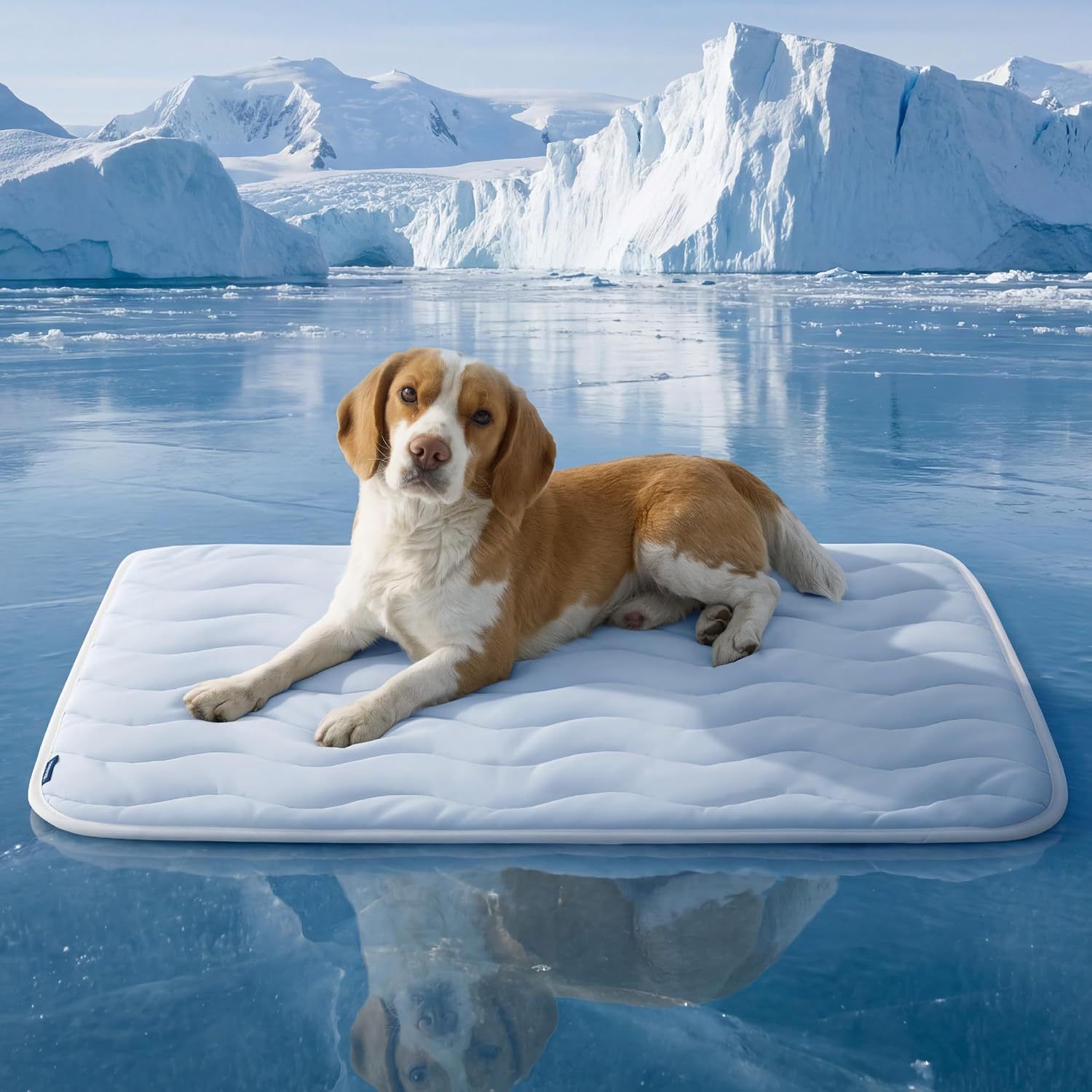 150 x 101 CM Blue Premium Wave Quiltied Pet Cooling Mat - Washable Self-Cooling Blanket with Anti-Stick Hair Surface & Non-Slip Base for Cats Dogs and Human