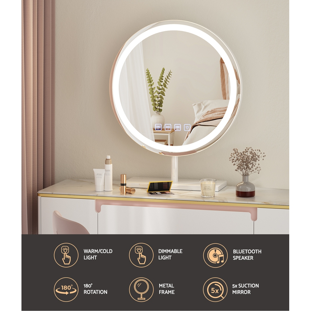 Embellir Makeup Mirror 40x40cm Hollywood Vanity with LED Light Tabletop Round — image 4