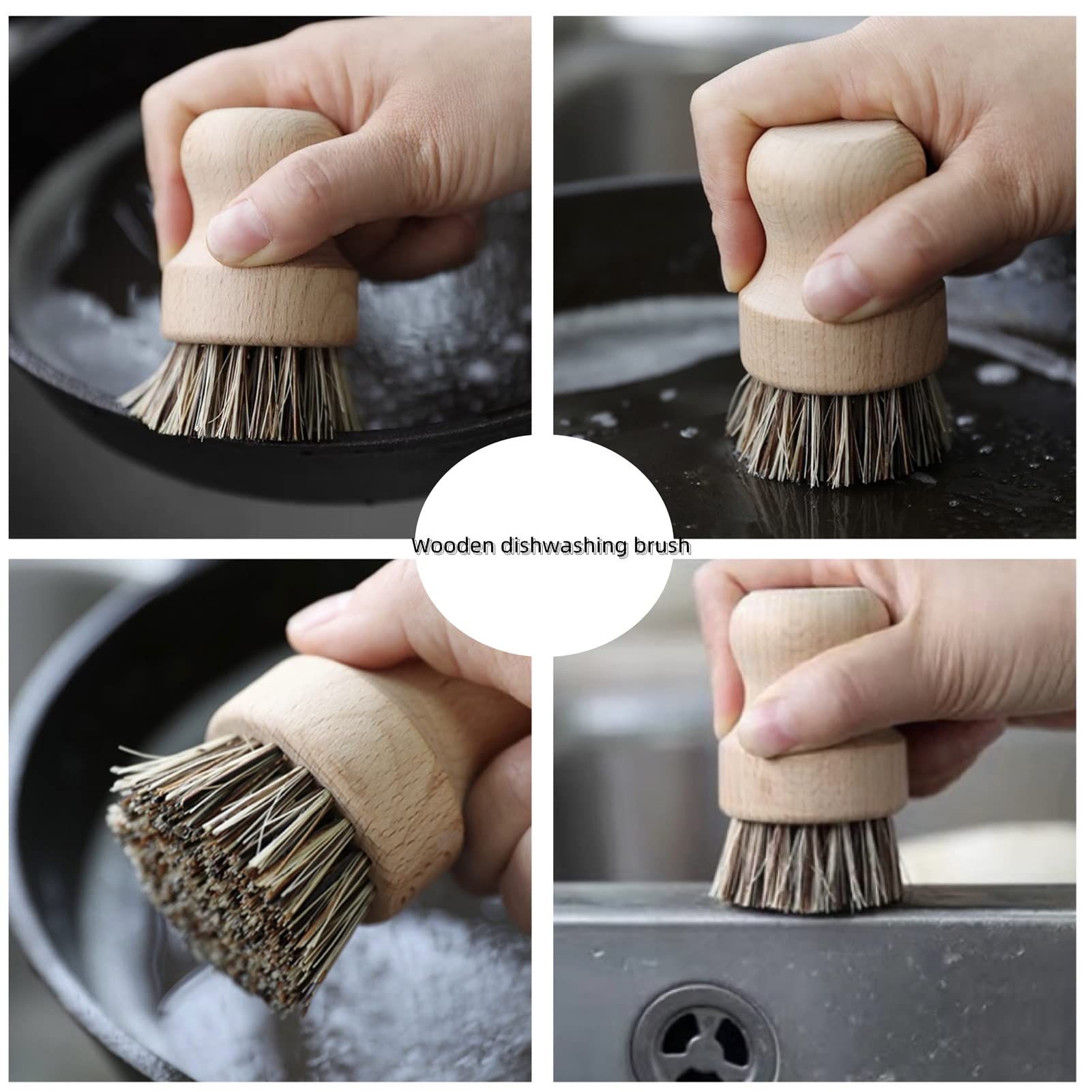 Potato Scrubber, Soft Bristles Mushroom Cleaning Brush Fruit and Vegetable Brush Scrubber Mini Dish Brush with Wooden Handle — image 2
