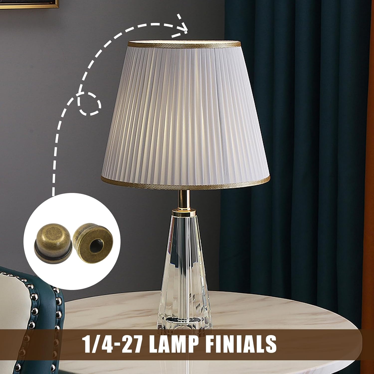 Biaungdo 2 Pack Metal Lamp Finial Cap Knob, Lamp Shade Screw Cap Top Lamps Decoration for Lamps Shade Holder, 1/4-27 Inch, Bronze — image 4