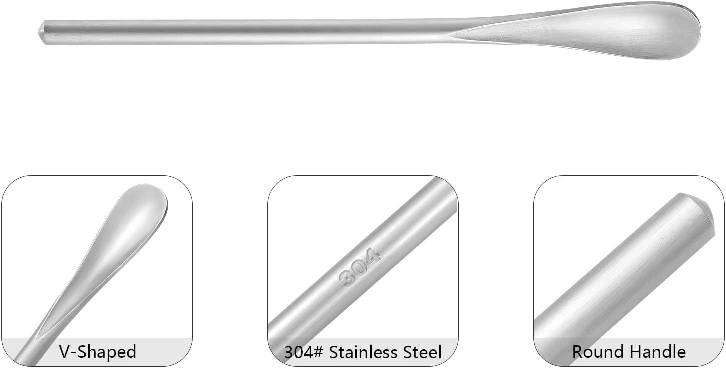 5Inch/12.8cm Coffee Stirrers Spoon,Silver Stainless Steel 304# Coffee Stir Sticks,Round Solid Handle Cocktail Beverage Iced Tea Stirring Stick,Drink Mixing — image 4