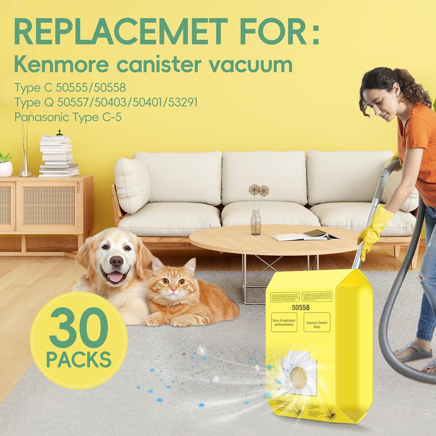 30 Pack Vacuum Cleaner Bags it or Kenmore Canister Type C/Q 5055 50555 50557 50558 and Pana·sonic Type C-5 C-18, 200 Series, 400 Series, 600 Series, 700 — image 3
