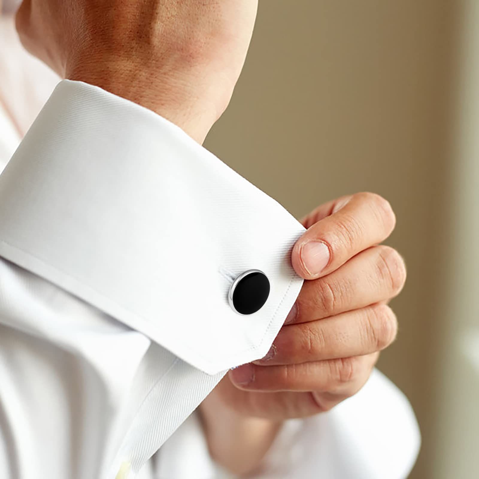 Cufflinks for Men Classic Wedding Business Shirt Cuff Links Silver Gold Black Set Gifts with Box (2pcs) — image 5