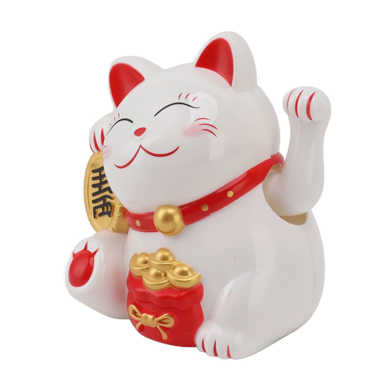 5.5in Electric Waving Arm Fortune Cat Decorative Cute Plastic Cat Ornaments for Cashier Desk MLY11020-1 White — image 3
