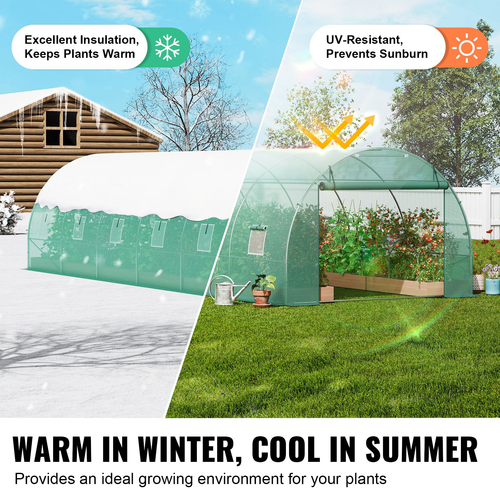 Walk-in Tunnel Greenhouse 29.2x9.7x6.5ft Galvanized Frame PE Cover Green — image 4