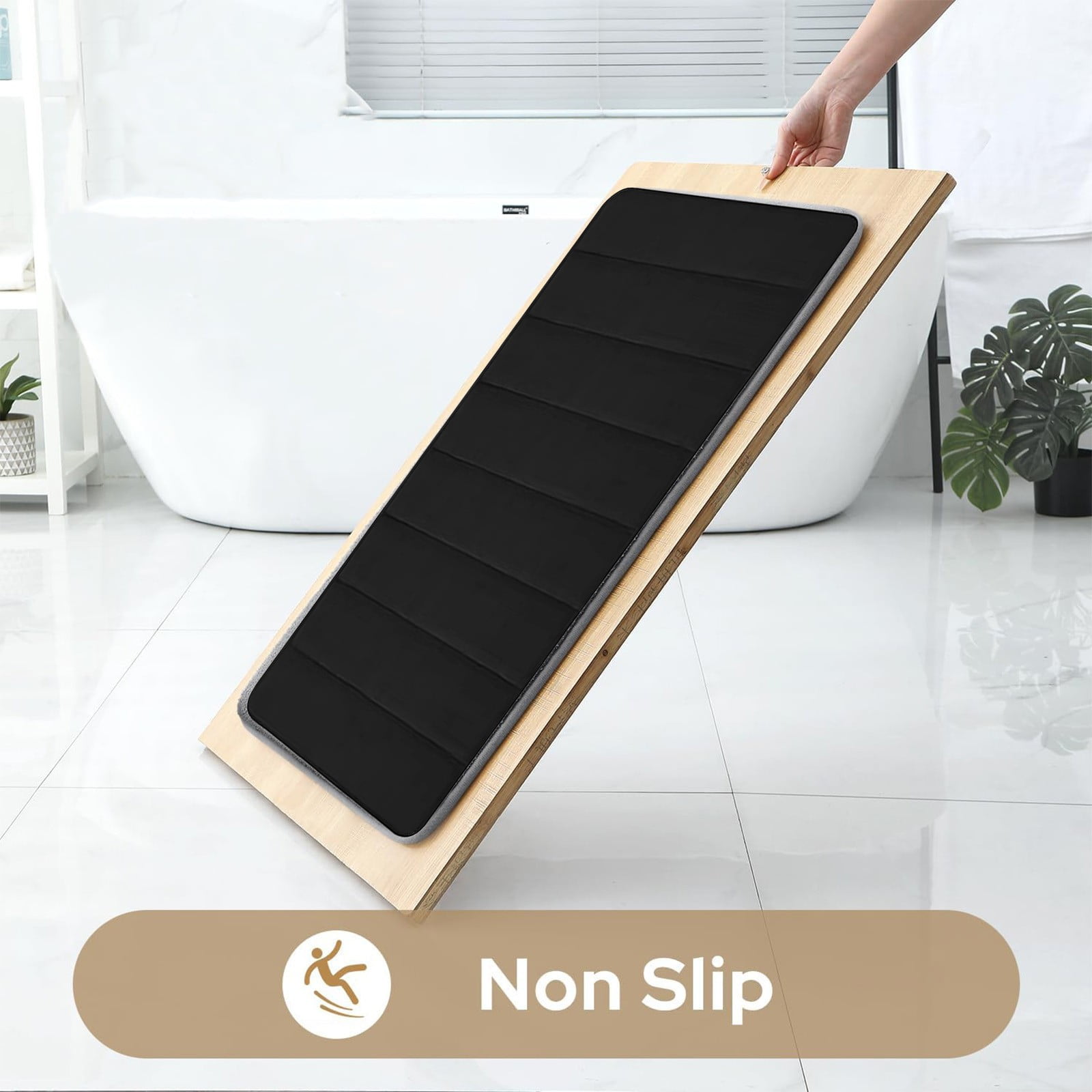 Memory Foam Toilet Rug, Non-Slip Bathroom Rugs, Toilet Rugs U Shaped Washable, Commode Contour Rug, Soft Comfortable Super Water Absorption #3_Black — image 6