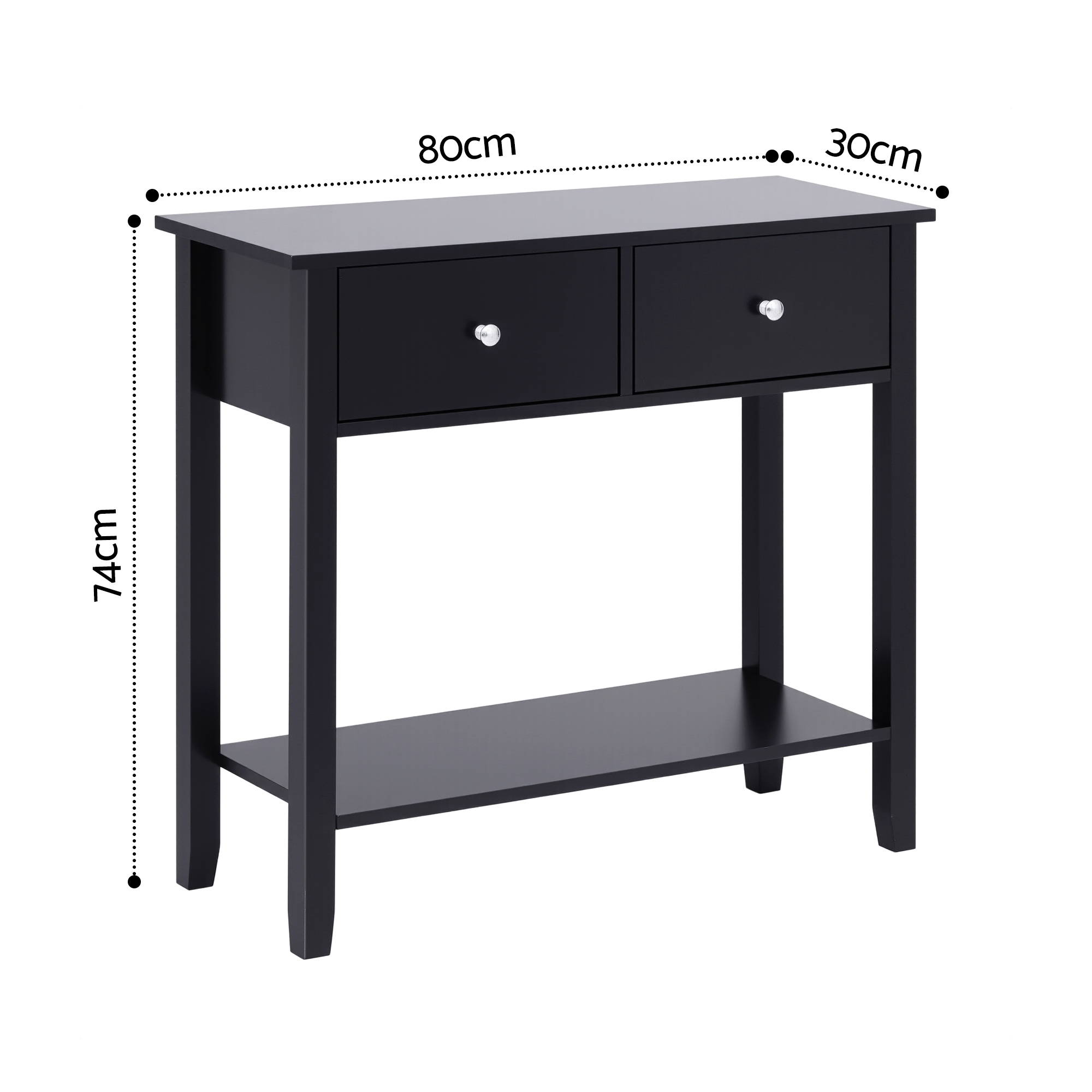 Artiss Console Table Hallway Sofa Entryway Entrance 2 Drawers 80CM Black โ image 3
