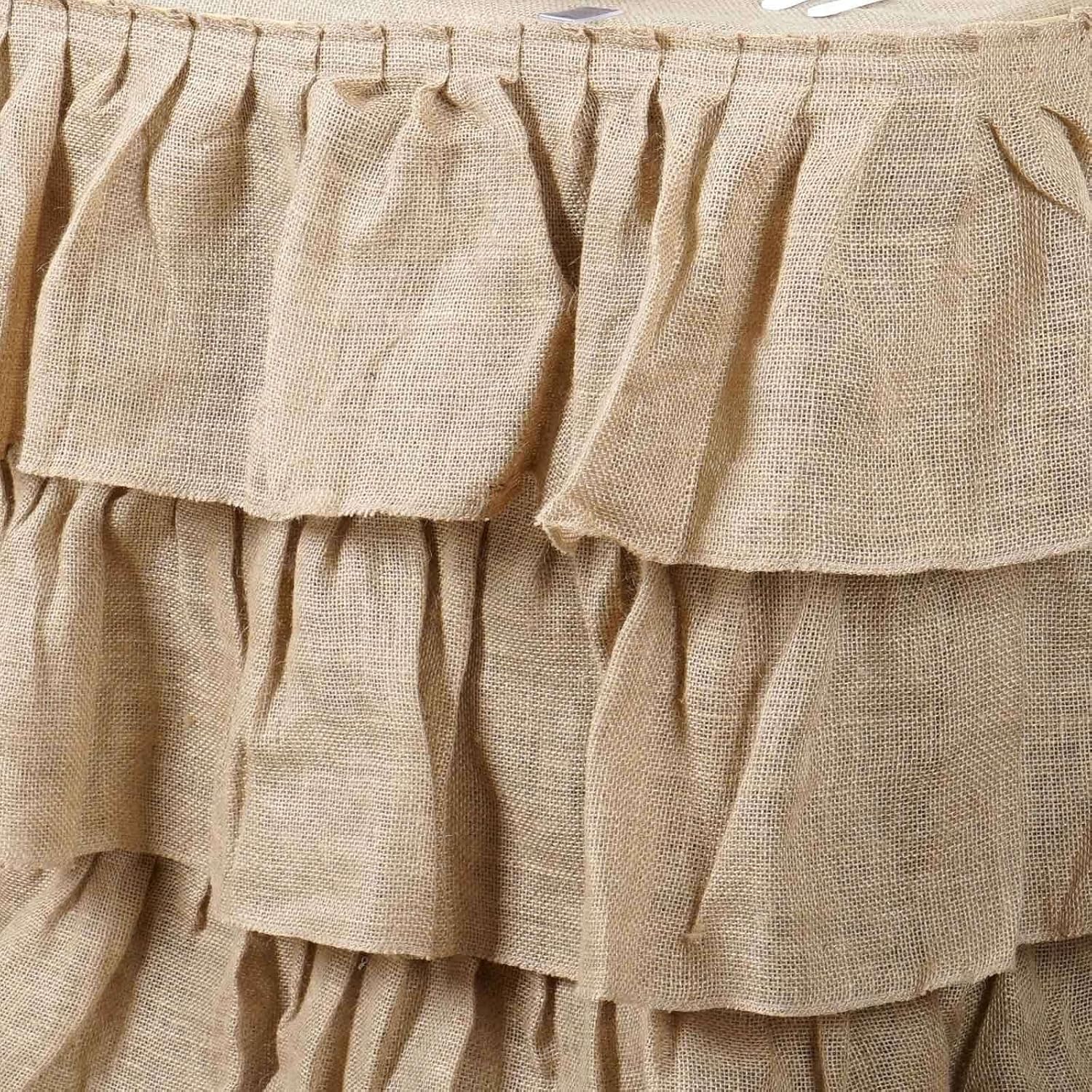 Efavormart 3 Tier Rustic Elegant Ruffled Burlap Table Skirt for Kitchen Dining Catering Wedding Party Decorations Events - 14 Ft โ image 2