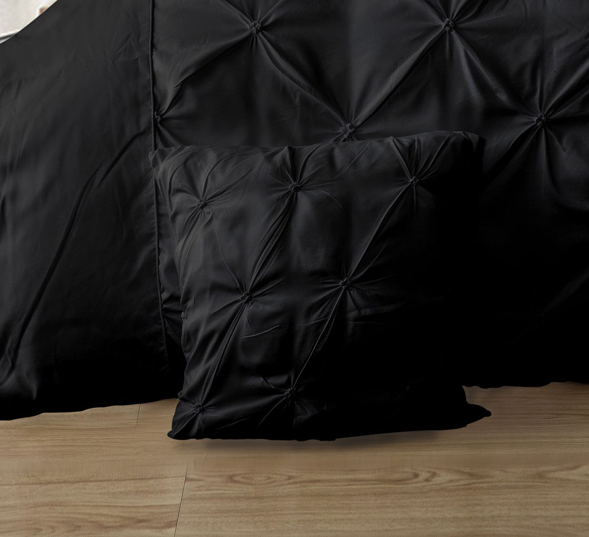 Diamond Pintuck Premium Ultra Soft Cushion Covers 2-Pack - Black โ image 2