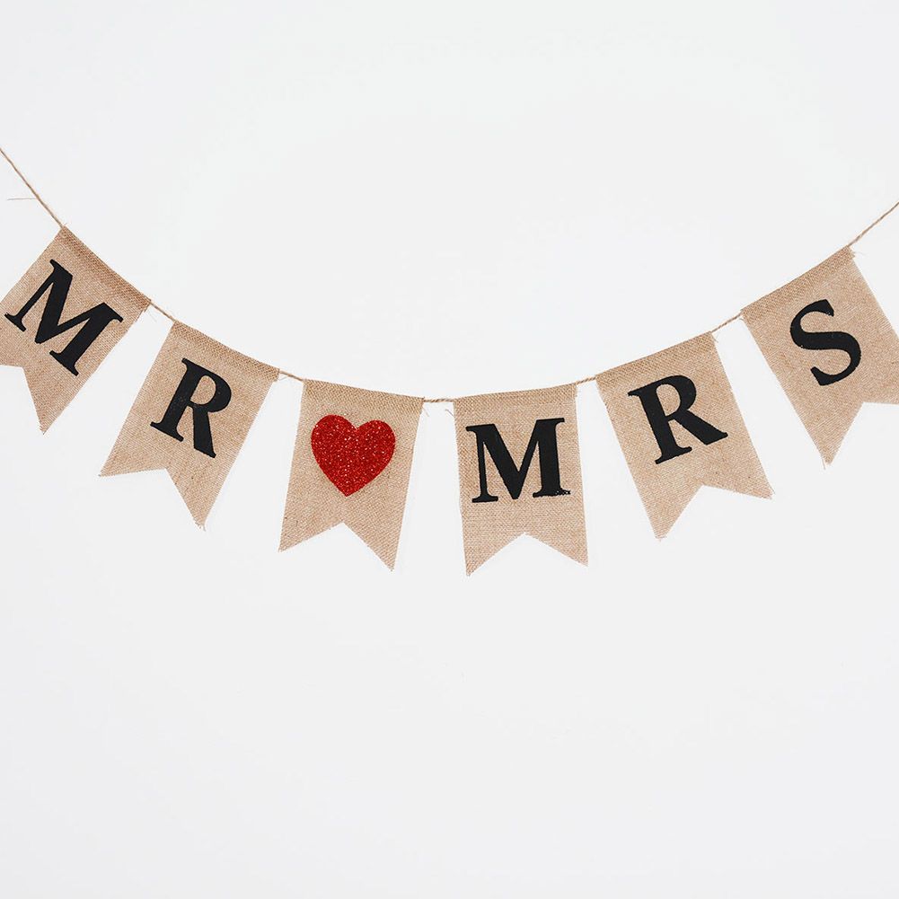 Burlap Banner Hanging Flags for Party Wedding Bridal Proposal Decoration — image 4