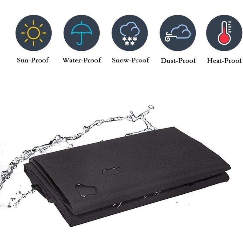 Grill Cover BBQ Protective Tarpaulin Anti-UV Anti-water Anti-moisture with Storage Bag Black (170 × 61 × 117cm) — image 2