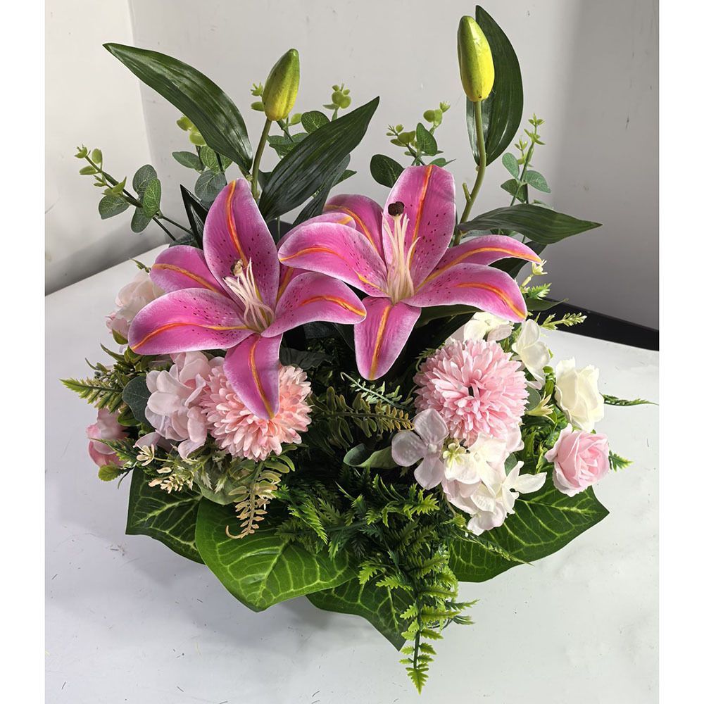 Artificial Flower Arrangement Fake Lilies And Roses Home Decor Accents Garden - Multi-color - Size 24