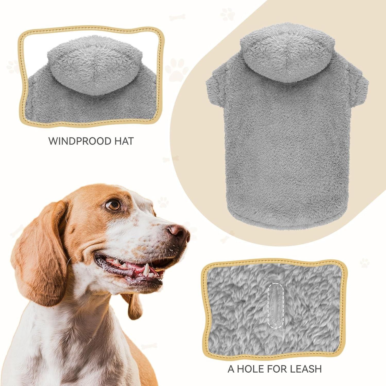 Dog Hoodie Double Sided Fleece Coat Gray Warm Jacket for Dogs - 2XL โ image 6