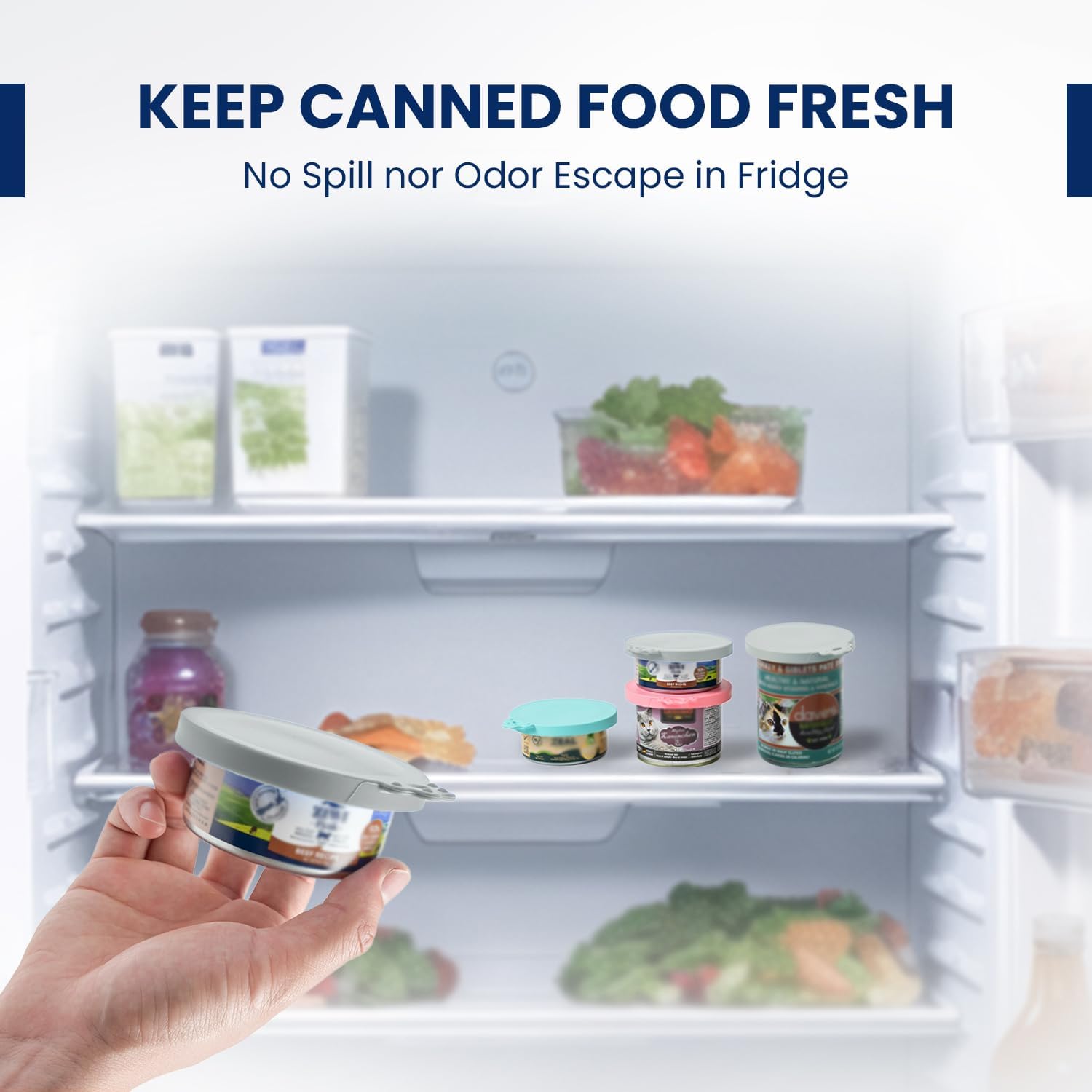 Pet Food Can Covers, Silicone Lids, BPA Free, Dishwasher Safe, Fit Most Standard Size Canned Cat and Dog Food, 3oz/5.5oz/12.5oz/13.2oz, Cool Grey/Rose โ image 4