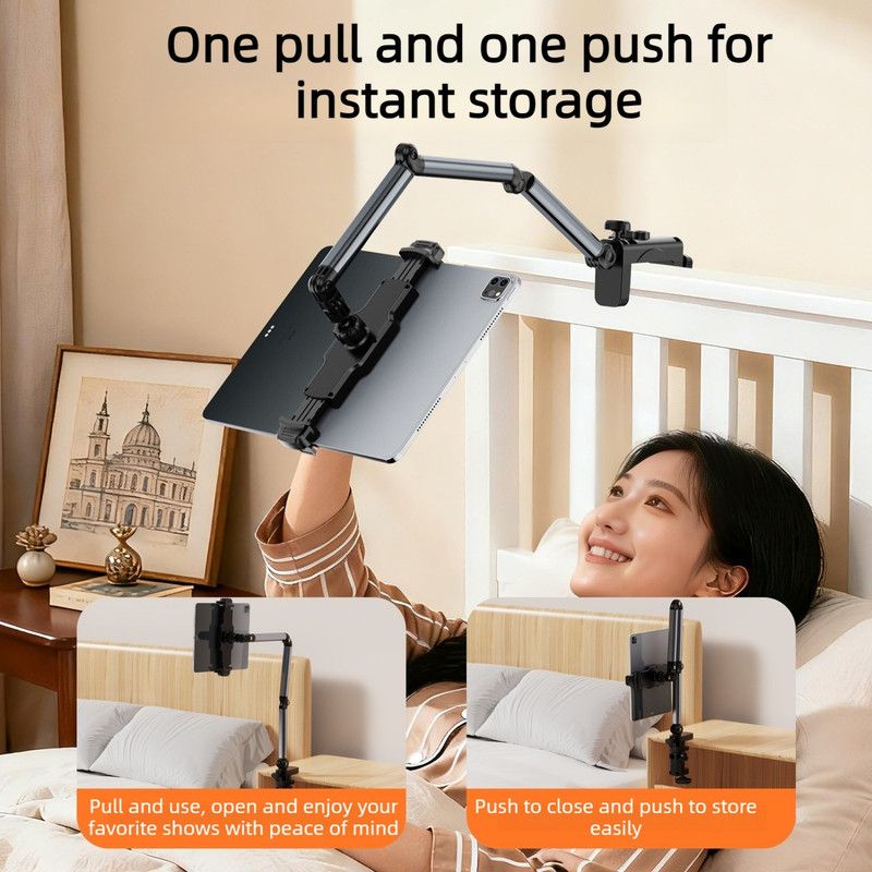 Aluminum Alloy Cantilever Phone Mount, Clamp Lazy Stand For Desk & Bed, Foldable Holder — image 5
