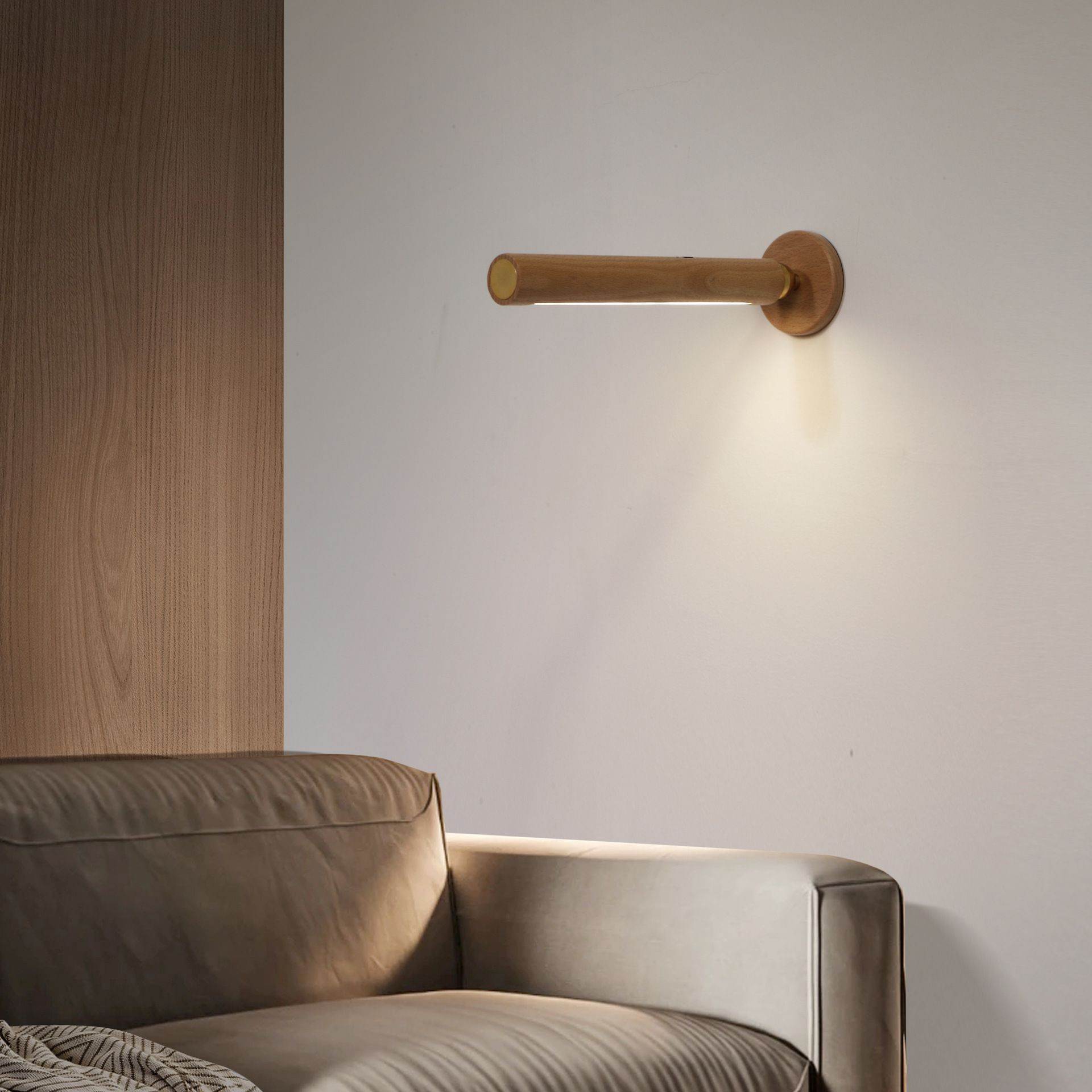 360° Rotatable Wooden Led Wall Lamp Magnetic USB Rechargeable Wall Sconces Battery Operated Night Light for Household ( 1PC) — image 4