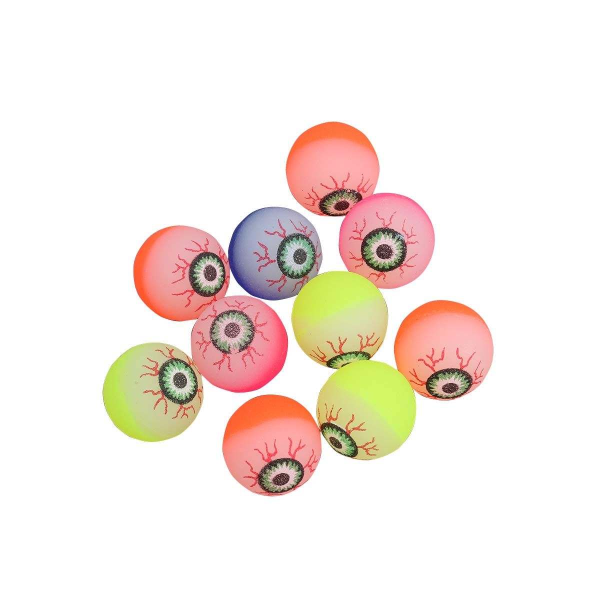 10pcs Halloween Eyeballs, Glow in The Dark, 30mm Scary Bouncy Balls Halloween Bouncy Balls Toy (Random Color)