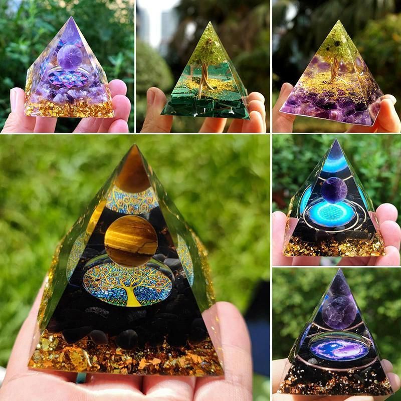 Amethyst Crystal Sphere Orgonite Pyramidamp Obsidians - Black Brown(60mmx60mm) — image 5