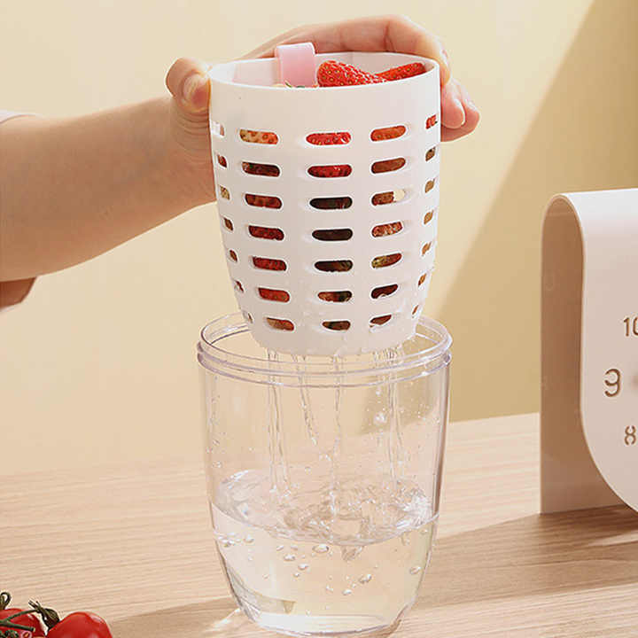 2 Pcs Purple Portable Leakproof Fruit and Salad Storage Box with Draining Function, Sealed Fresh-Keeping Bento Lunch Box with Fork, AS+PP+Silicone Material โ image 3