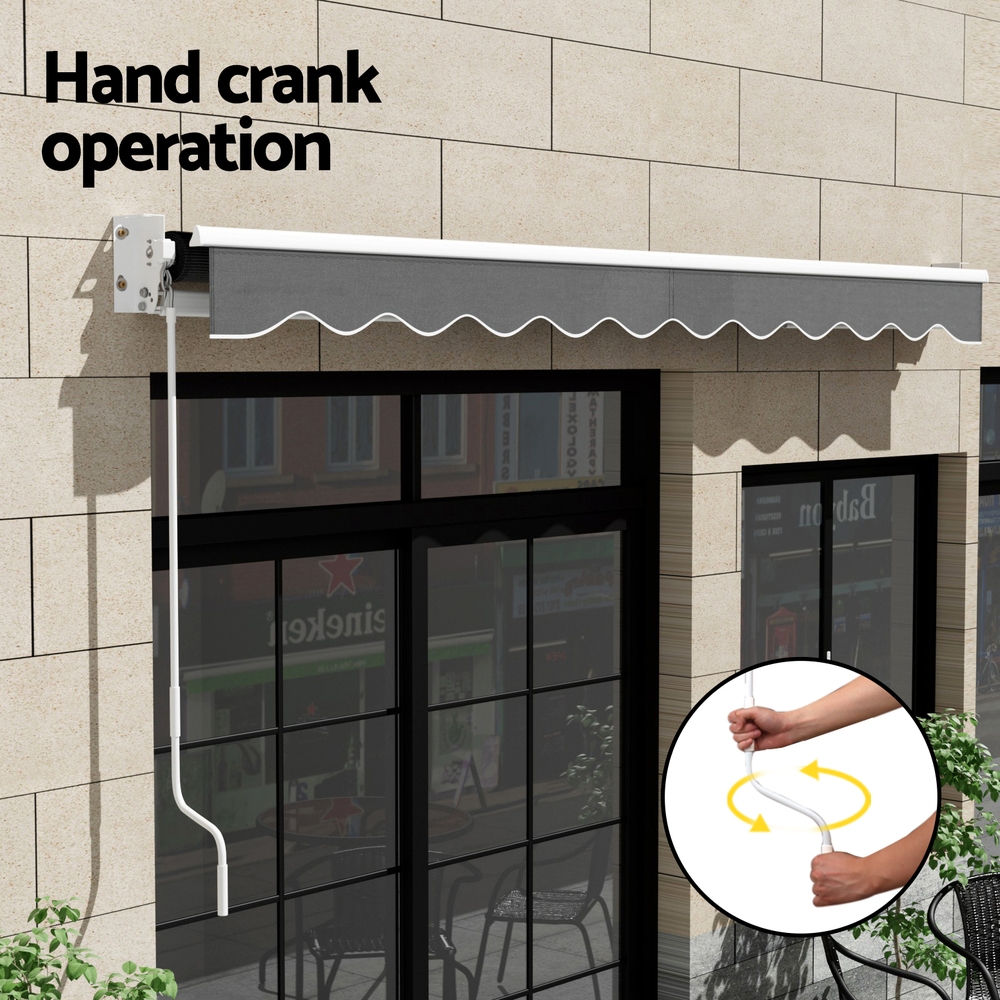 Instahut Retractable Folding Arm Awning Manual Sunshade 4Mx3M Grey — image 6