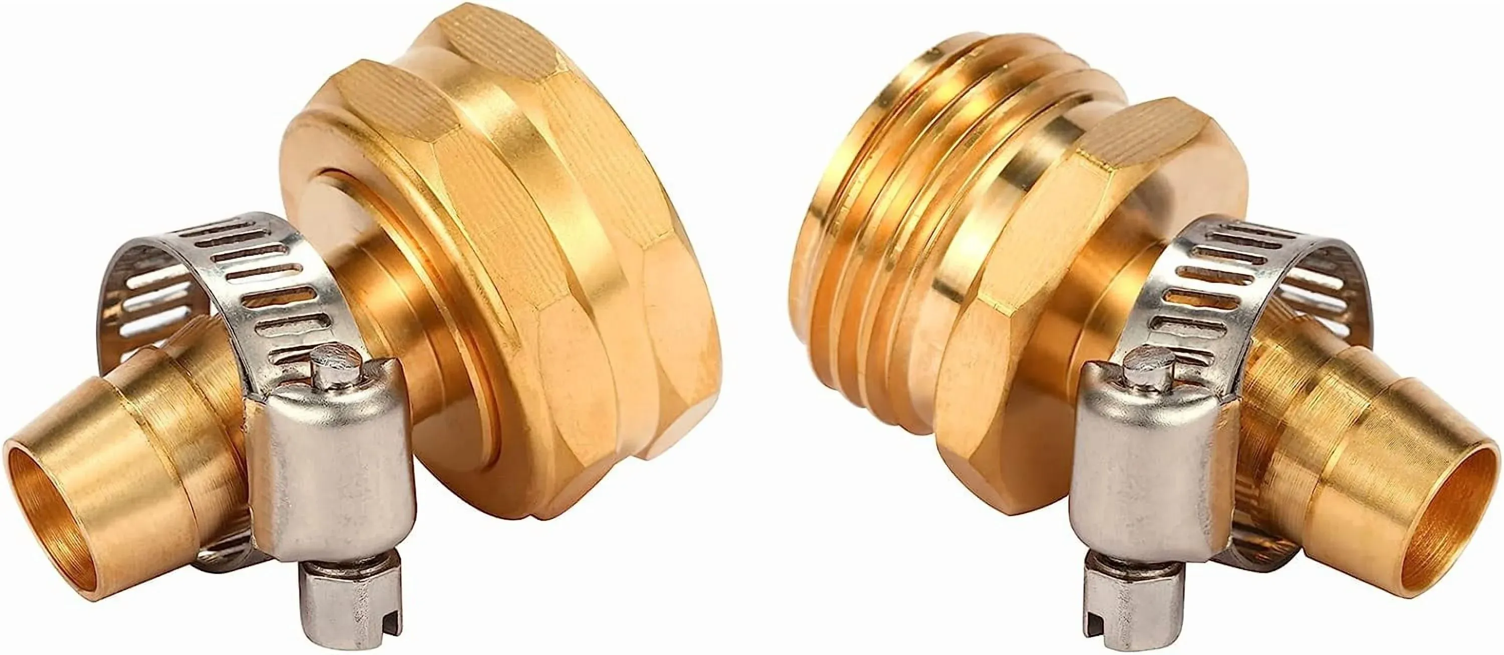 Garden Hose Repair Mender Kit Brass 1/2 Inch Fittings with Stainless Clamps for Hose Repair 3 Set, Brass Construction โ image 4