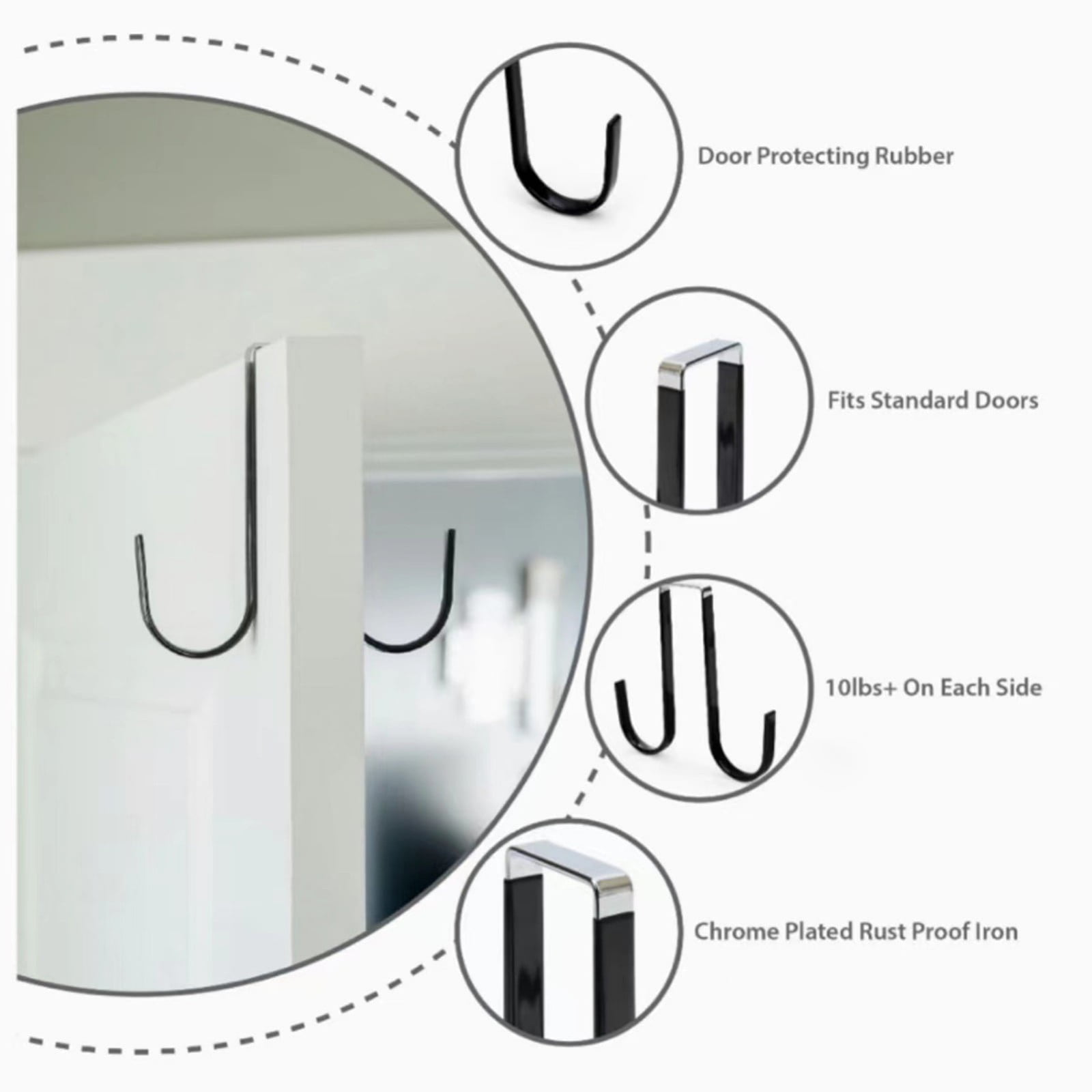 Double Over the Door Wreath Hanger Large Christmas Wreath Hook for Front Door Hold 2 Wreaths with This 2 Hanger 5, Hook*1 Plastic door rear hook without nails — image 5