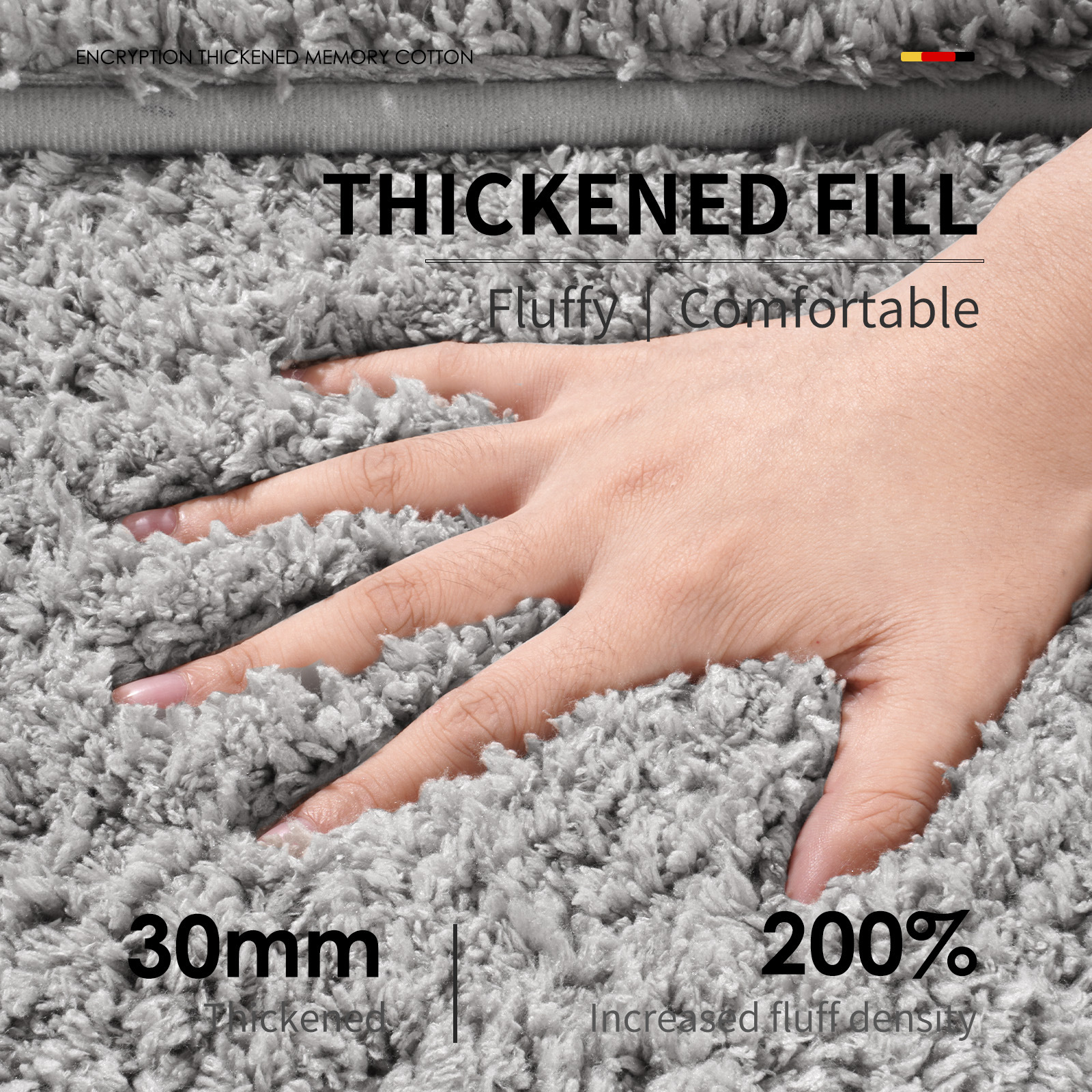 Grey Ultra Absorbent Plush Bath Mat - Non-Slip Bathroom Rug with Innovative Foot Drying Pocket โ image 3