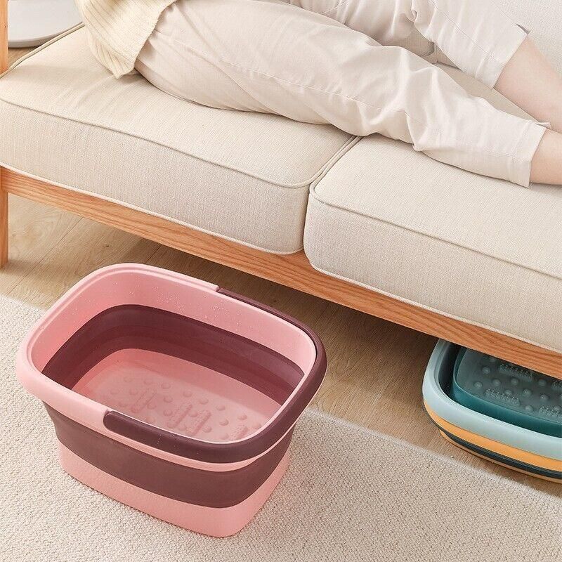 Folding Foot Spa Pedicure Bath Massage Tub Bucket Feet Basin Therapy Luxury - Pink — image 5