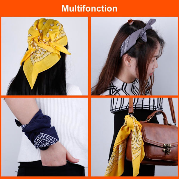 12 Pack Bandana Scarf 54 × 54cm Unisex Handkerchief 12 Colors — image 5